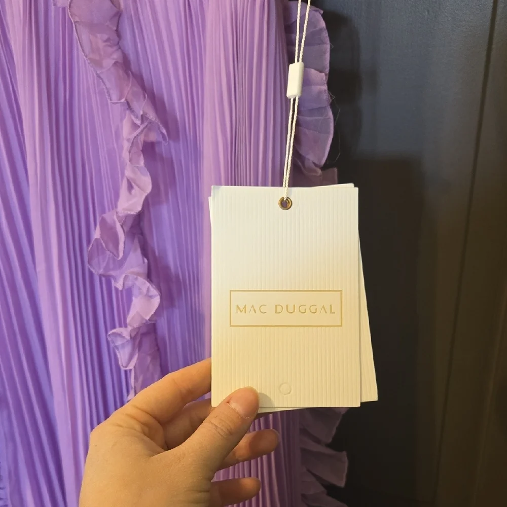 NWT Mac Duggal Lavender Ruffle Maxi Dress - Picture 2 of 15